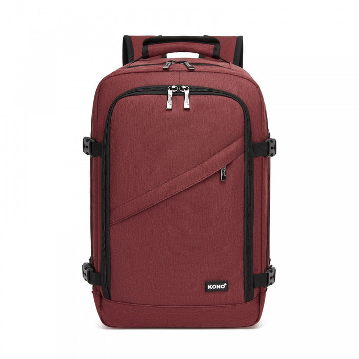 BPK2551 - Kono Flexible Cabin Backpack 30×20×40-Fits 15.6" Laptop, Clamshell Access-Great for Holidays, Work Trips & Commuting - Burgundy