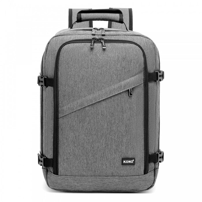 BPK2551 - Kono Flexible Cabin Backpack 30×20×40-Fits 15.6" Laptop, Clamshell Access-Great for Holidays, Work Trips & Commuting - Grey