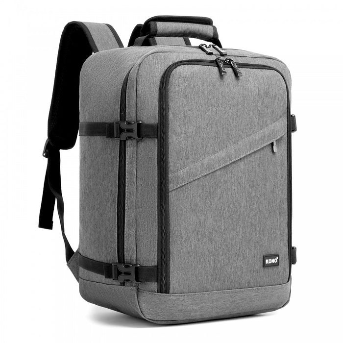 BPK2551 - Kono Flexible Cabin Backpack 30×20×40-Fits 15.6" Laptop, Clamshell Access-Great for Holidays, Work Trips & Commuting - Grey