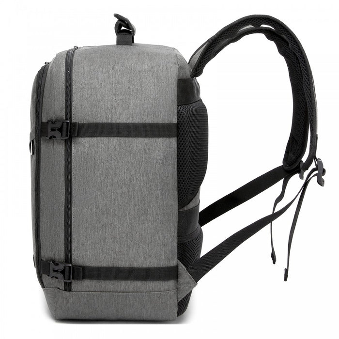 BPK2551 - Kono Flexible Cabin Backpack 30×20×40-Fits 15.6" Laptop, Clamshell Access-Great for Holidays, Work Trips & Commuting - Grey