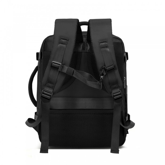 BPK2601- Kono Cabin Travel Backpack 40×20×30 cm – Water-Resistant, Multi-Compartment, Padded Laptop, Anti-Theft, Carry-On Tote - Black