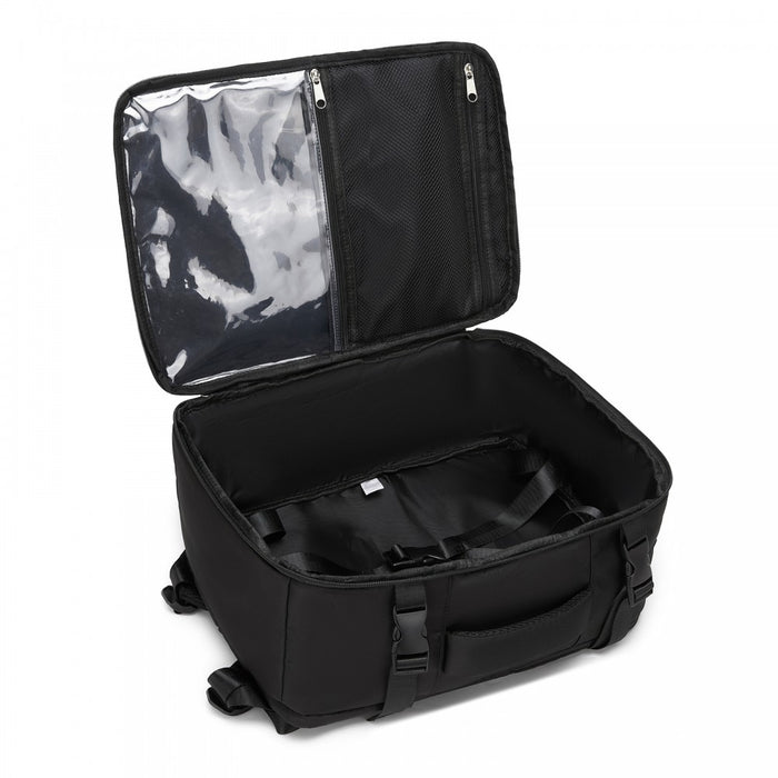 BPK2601- Kono Cabin Travel Backpack 40×20×30 cm – Water-Resistant, Multi-Compartment, Padded Laptop, Anti-Theft, Carry-On Tote - Black