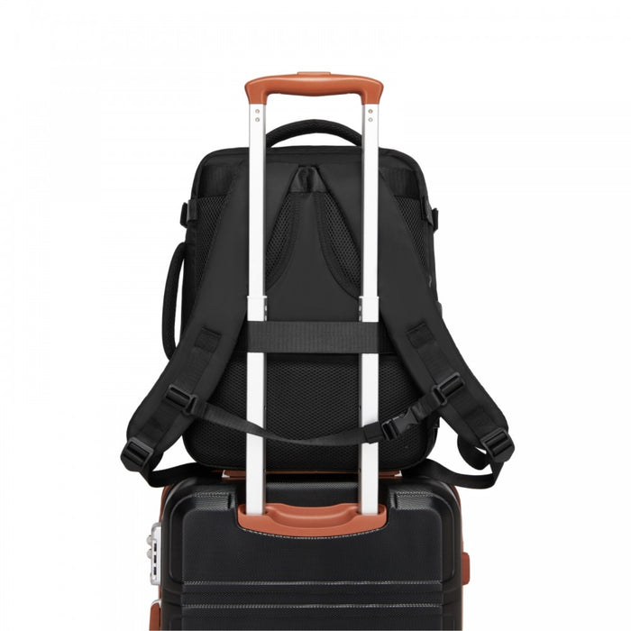 BPK2601- Kono Cabin Travel Backpack 40×20×30 cm – Water-Resistant, Multi-Compartment, Padded Laptop, Anti-Theft, Carry-On Tote - Black