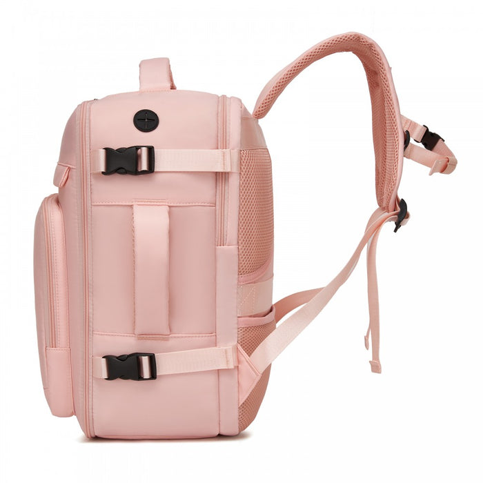 BPK2601- Kono Cabin Travel Backpack 40×20×30 cm – Water-Resistant, Multi-Compartment, Padded Laptop, Anti-Theft, Carry-On Tote - Pink