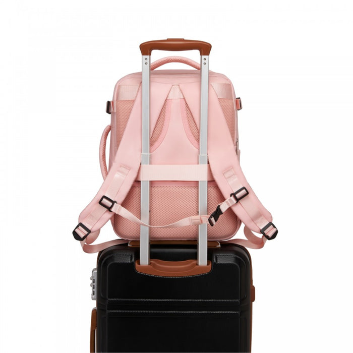 BPK2601- Kono Cabin Travel Backpack 40×20×30 cm – Water-Resistant, Multi-Compartment, Padded Laptop, Anti-Theft, Carry-On Tote - Pink