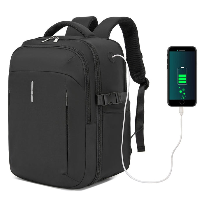 BPK2602- Kono Cabin Approved Carry On Backpack 40×30×20cm, Water Resistant 15.6 Inch Laptop Travel Rucksack with Dry-wet Separation Pouch - Black