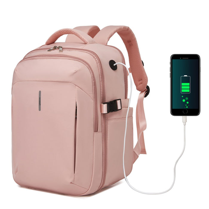 BPK2602- Kono Cabin Approved Carry On Backpack 40×30×20cm, Water Resistant 15.6 Inch Laptop Travel Rucksack with Dry-wet Separation Pouch - Pink