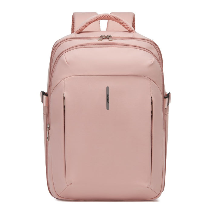 BPK2602- Kono Cabin Approved Carry On Backpack 40×30×20cm, Water Resistant 15.6 Inch Laptop Travel Rucksack with Dry-wet Separation Pouch - Pink