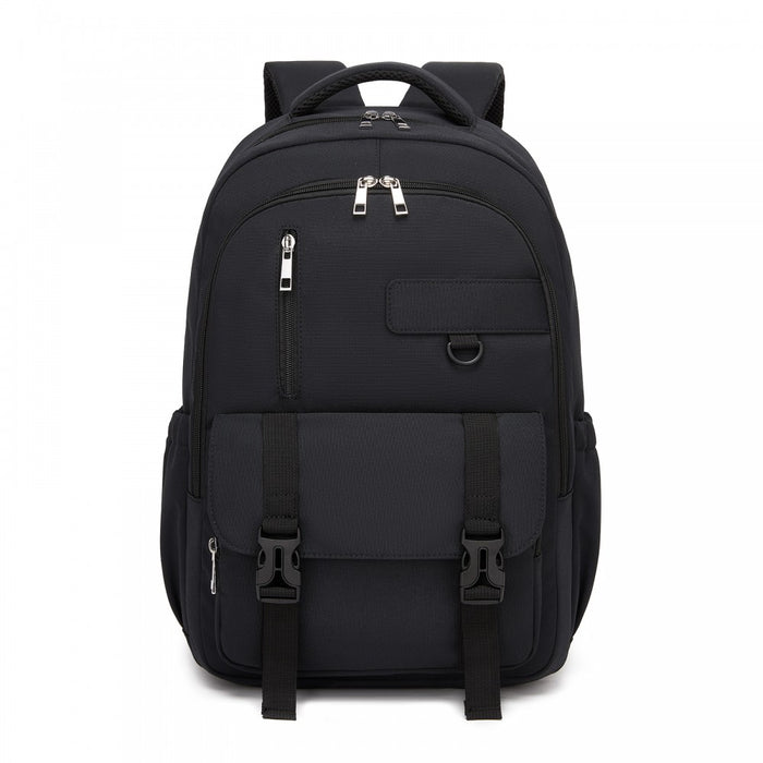 BPK2605 - KONO Durable Water-Resistant Kids Backpack with Padded Laptop Sleeve and Multi-Pocket Organization for School - Black