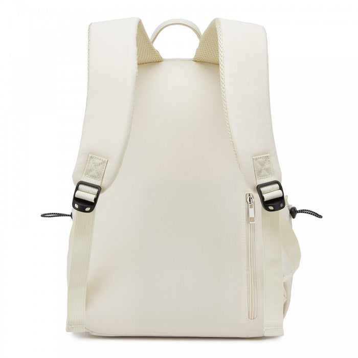 BPK2606 - KONO Stylish Solid-Color Casual Backpack for School and Weekend Trips with Multi-Pocket Storage - Beige