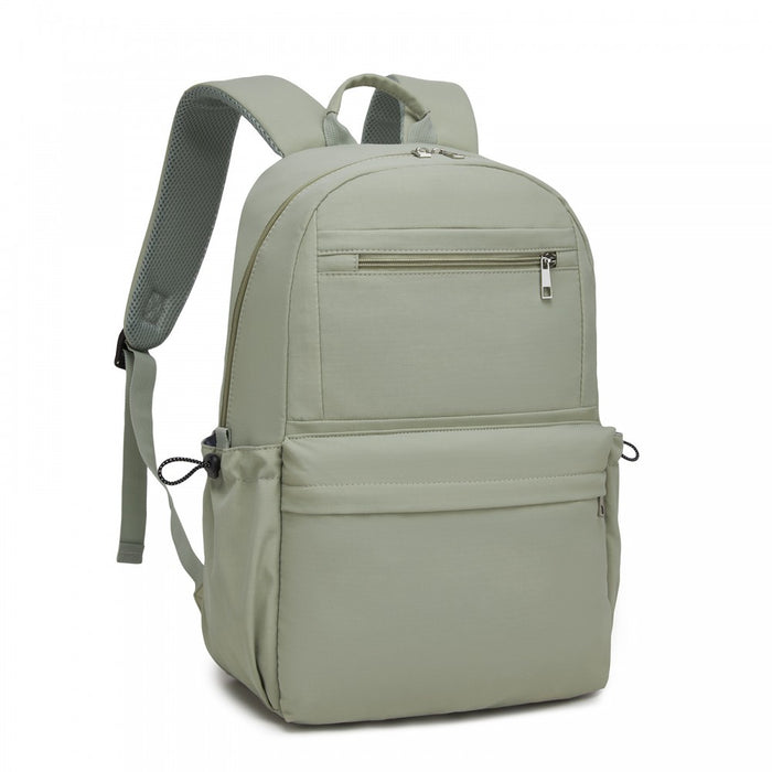BPK2606 - KONO Stylish Solid-Color Casual Backpack for School and Weekend Trips with Multi-Pocket Storage - Green