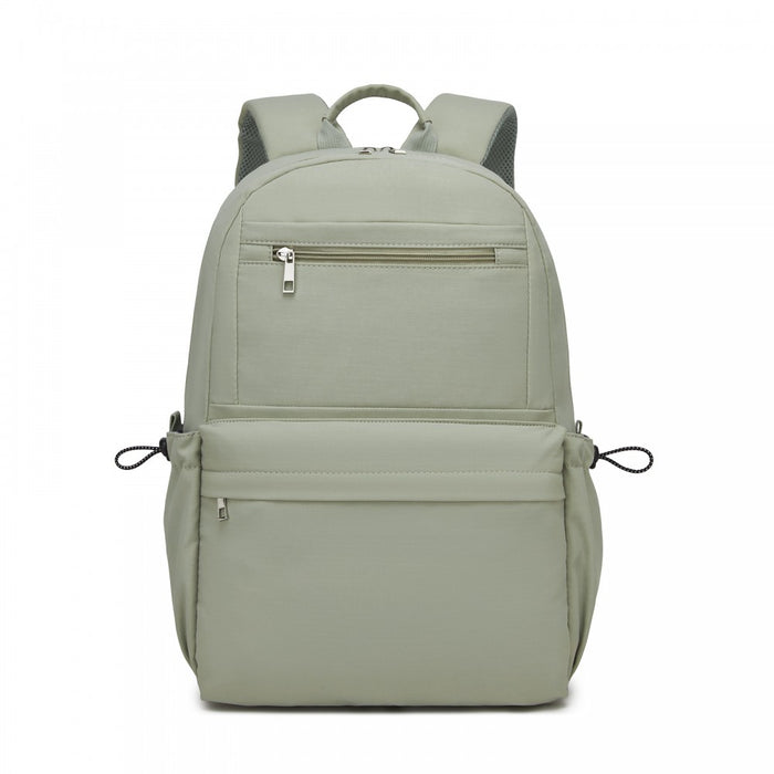 BPK2606 - KONO Stylish Solid-Color Casual Backpack for School and Weekend Trips with Multi-Pocket Storage - Green