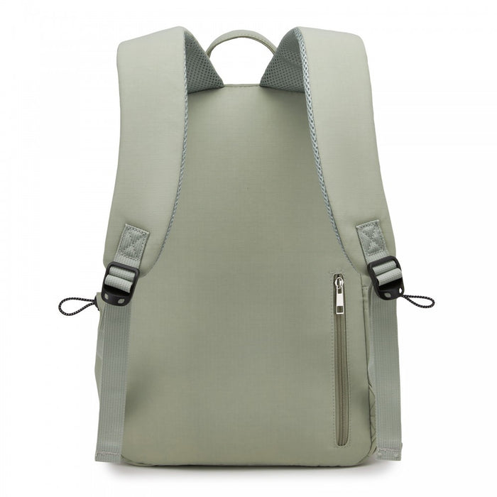 BPK2606 - KONO Stylish Solid-Color Casual Backpack for School and Weekend Trips with Multi-Pocket Storage - Green