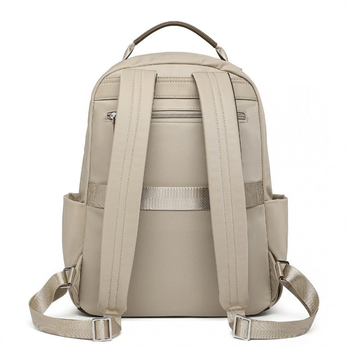 BPM2431 - Miss Lulu Stylish Backpack with Laptop Sleeve and Multiple Pockets and Trolley Sleeve - Beige And Brown
