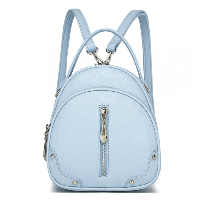 BPM2450 - Miss Lulu Convertible Mini Backpack for Women - PU Leather 3-in-1 Small Handbag, Crossbody Bag & Shoulder Backpack - Blue