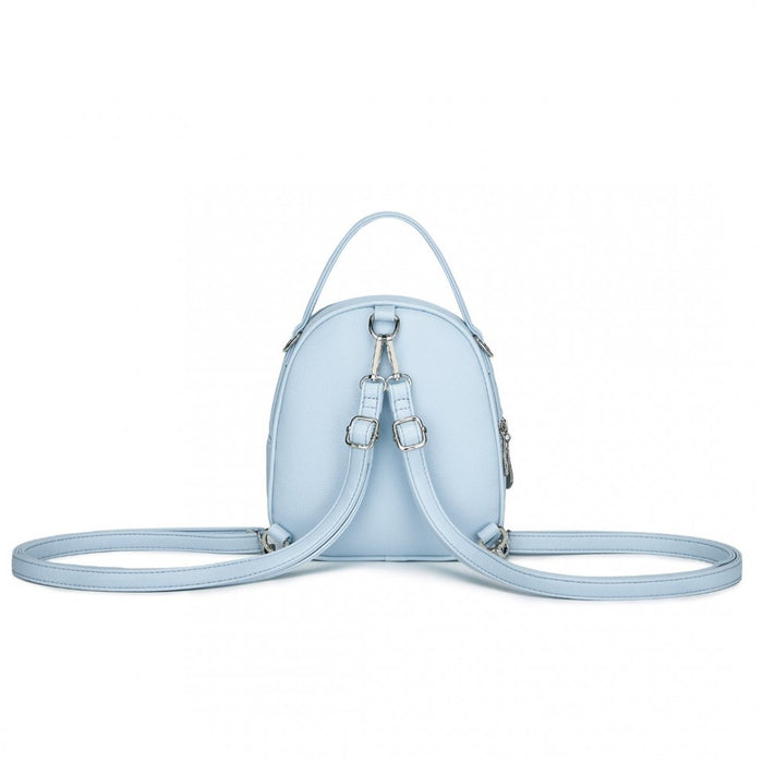 BPM2450 - Miss Lulu Convertible Mini Backpack for Women - PU Leather 3-in-1 Small Handbag, Crossbody Bag & Shoulder Backpack - Blue