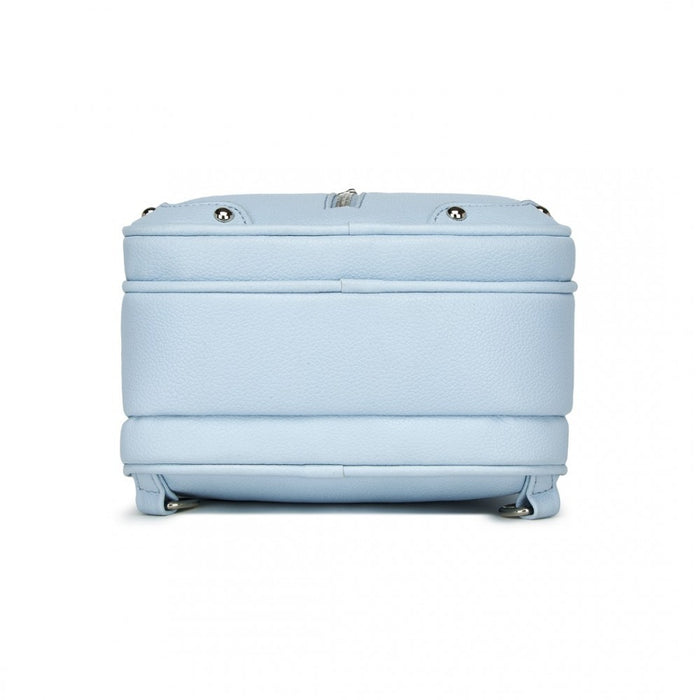 BPM2450 - Miss Lulu Convertible Mini Backpack for Women - PU Leather 3-in-1 Small Handbag, Crossbody Bag & Shoulder Backpack - Blue