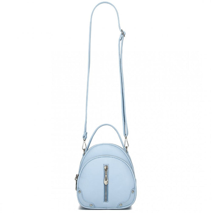 BPM2450 - Miss Lulu Convertible Mini Backpack for Women - PU Leather 3-in-1 Small Handbag, Crossbody Bag & Shoulder Backpack - Blue
