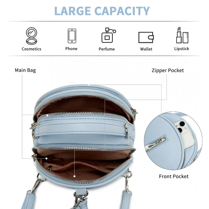 BPM2450 - Miss Lulu Convertible Mini Backpack for Women - PU Leather 3-in-1 Small Handbag, Crossbody Bag & Shoulder Backpack - Blue