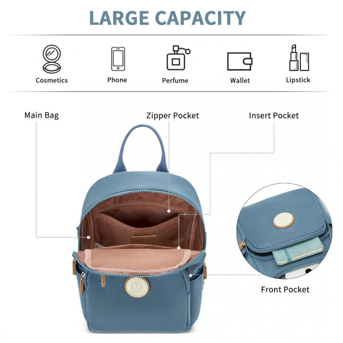 BPM2451 - Miss Lulu 3-in-1 Convertible Backpack with Removable Long Strap – Wear as Backpack, Shoulder or Crossbody Bag - Blue