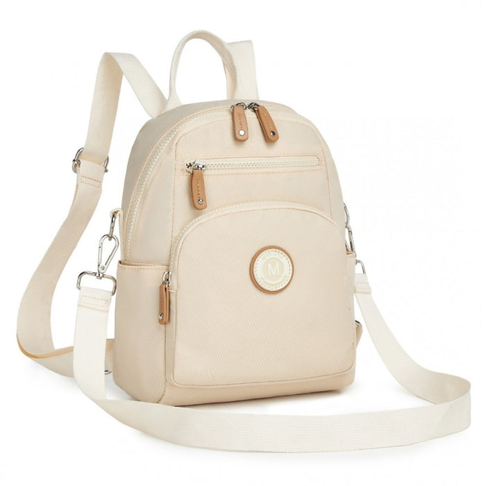 BPM2451 - Miss Lulu 3-in-1 Convertible Backpack with Removable Long Strap – Wear as Backpack, Shoulder or Crossbody Bag - Beige