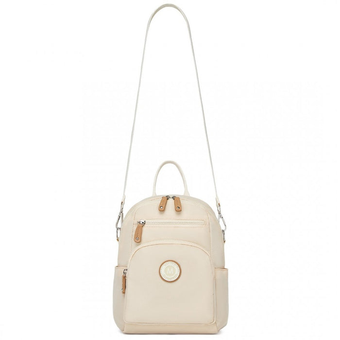 BPM2451 - Miss Lulu 3-in-1 Convertible Backpack with Removable Long Strap – Wear as Backpack, Shoulder or Crossbody Bag - Beige