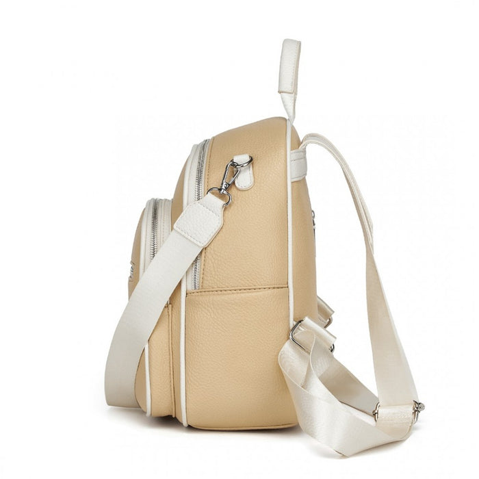 BPM2453 - Miss Lulu PU Leather Convertible Backpack Crossbody Bag - Lightweight Anti-Theft Daypack with Multiple Pockets - Yellow