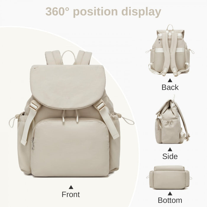 BPM2610 - Miss Lulu Lightweight Nylon Drawstring Backpack – Casual Daily Rucksack with 13 Inch Laptop Sleeve for Travel & Commute - Beige