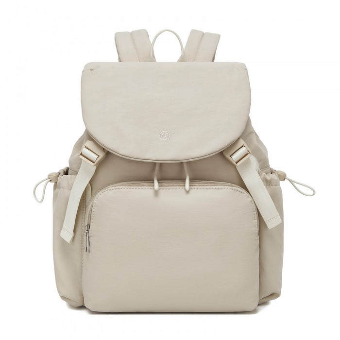 BPM2610 - Miss Lulu Lightweight Nylon Drawstring Backpack – Casual Daily Rucksack with 13 Inch Laptop Sleeve for Travel & Commute - Beige