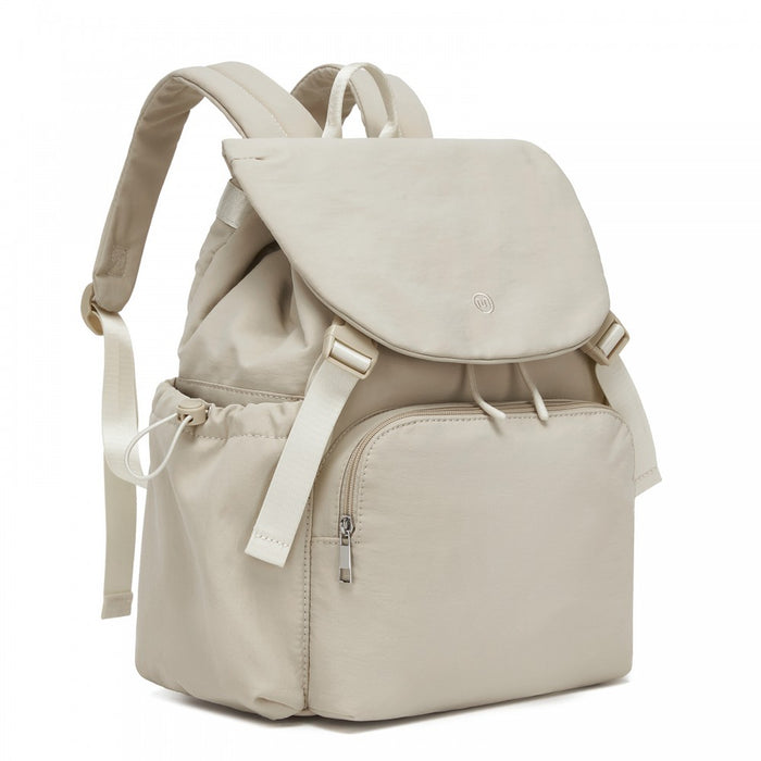 BPM2610 - Miss Lulu Lightweight Nylon Drawstring Backpack – Casual Daily Rucksack with 13 Inch Laptop Sleeve for Travel & Commute - Beige
