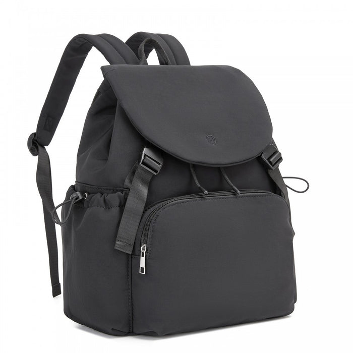 BPM2610 - Miss Lulu Lightweight Nylon Drawstring Backpack – Casual Daily Rucksack with 13 Inch Laptop Sleeve for Travel & Commute - Black