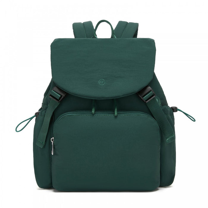 BPM2610 - Miss Lulu Lightweight Nylon Drawstring Backpack – Casual Daily Rucksack with 13 Inch Laptop Sleeve for Travel & Commute - Green