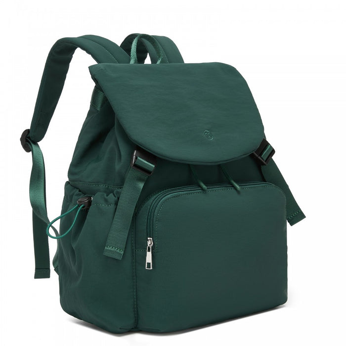 BPM2610 - Miss Lulu Lightweight Nylon Drawstring Backpack – Casual Daily Rucksack with 13 Inch Laptop Sleeve for Travel & Commute - Green