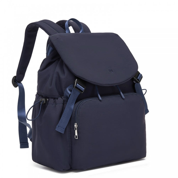 BPM2610 - Miss Lulu Lightweight Nylon Drawstring Backpack – Casual Daily Rucksack with 13 Inch Laptop Sleeve for Travel & Commute - Navy