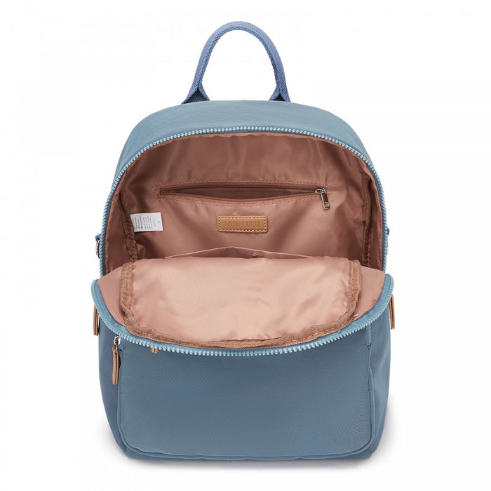 BPM2617 - Miss Lulu Women's Backpack, Water-Resistant Nylon Convertible Shoulder and Crossbody Bag for Travel Work - Blue