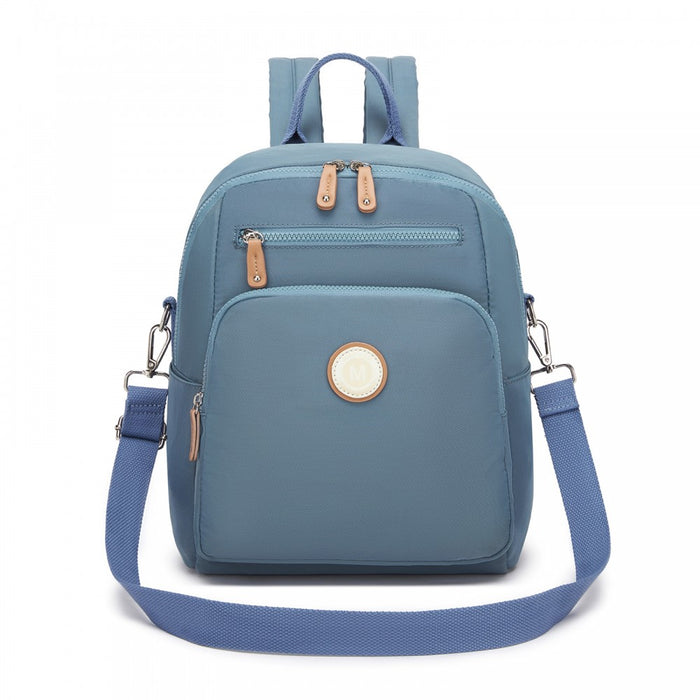 BPM2617 - Miss Lulu Women's Backpack, Water-Resistant Nylon Convertible Shoulder and Crossbody Bag for Travel Work - Blue