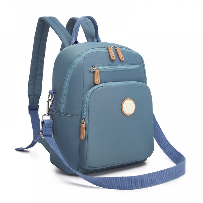 BPM2617 - Miss Lulu Women's Backpack, Water-Resistant Nylon Convertible Shoulder and Crossbody Bag for Travel Work - Blue
