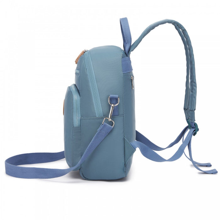 BPM2617 - Miss Lulu Women's Backpack, Water-Resistant Nylon Convertible Shoulder and Crossbody Bag for Travel Work - Blue