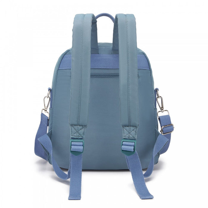 BPM2617 - Miss Lulu Women's Backpack, Water-Resistant Nylon Convertible Shoulder and Crossbody Bag for Travel Work - Blue