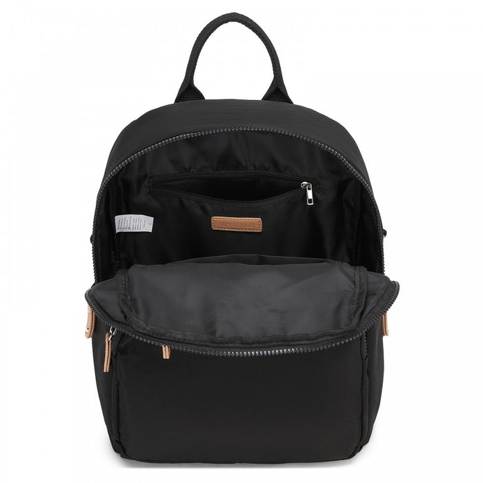 BPM2617 - Miss Lulu Women's Backpack, Water-Resistant Nylon Convertible Shoulder and Crossbody Bag for Travel Work - Black