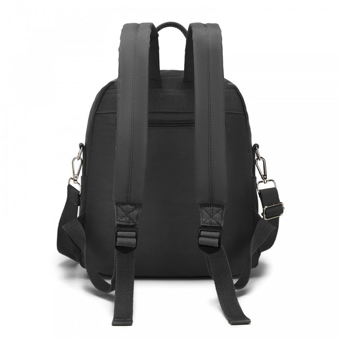 BPM2617 - Miss Lulu Women's Backpack, Water-Resistant Nylon Convertible Shoulder and Crossbody Bag for Travel Work - Black