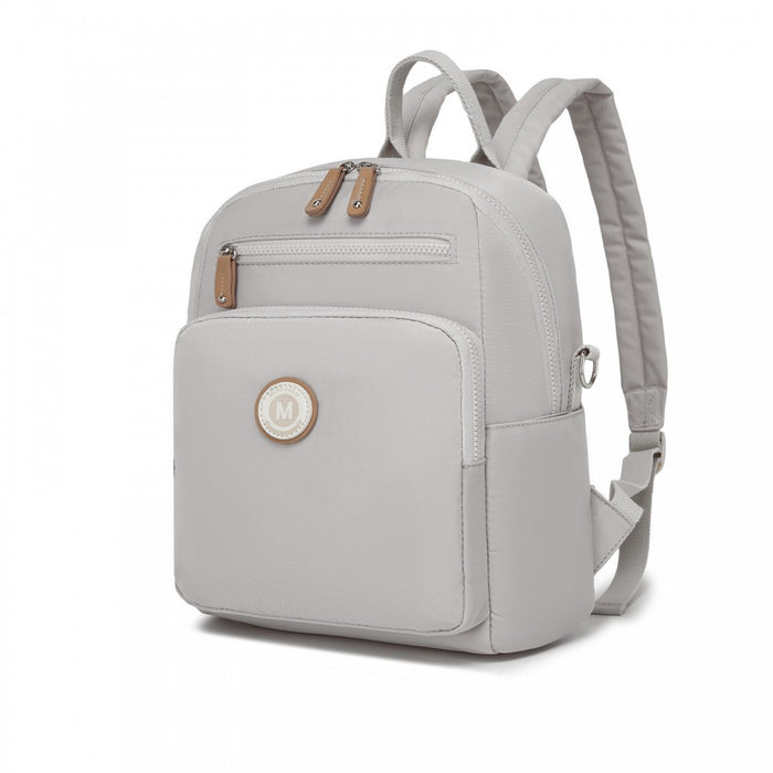 BPM2617 - Miss Lulu Women's Backpack, Water-Resistant Nylon Convertible Shoulder and Crossbody Bag for Travel Work - Light Grey