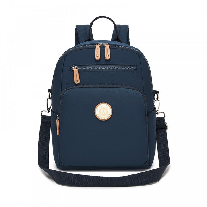 BPM2617 - Miss Lulu Women's Backpack, Water-Resistant Nylon Convertible Shoulder and Crossbody Bag for Travel Work - Navy