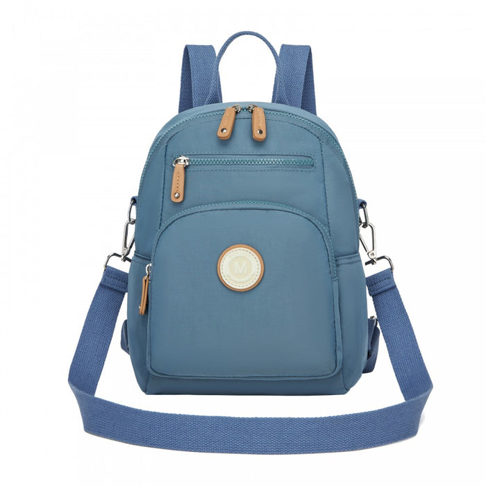 BPM2651 - Miss Lulu 3-in-1 Convertible Backpack with Removable Long Strap - Wear as Backpack, Shoulder or Crossbody Bag - Blue