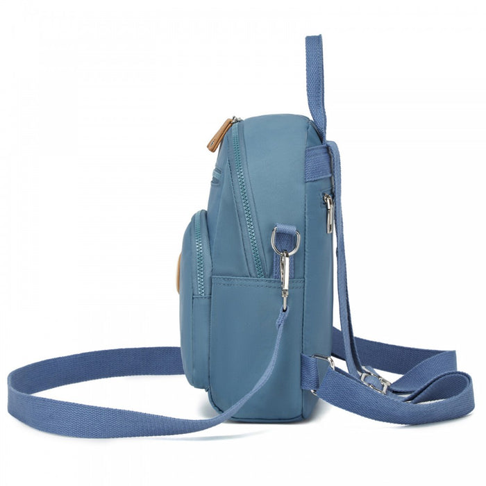 BPM2651 - Miss Lulu 3-in-1 Convertible Backpack with Removable Long Strap - Wear as Backpack, Shoulder or Crossbody Bag - Blue