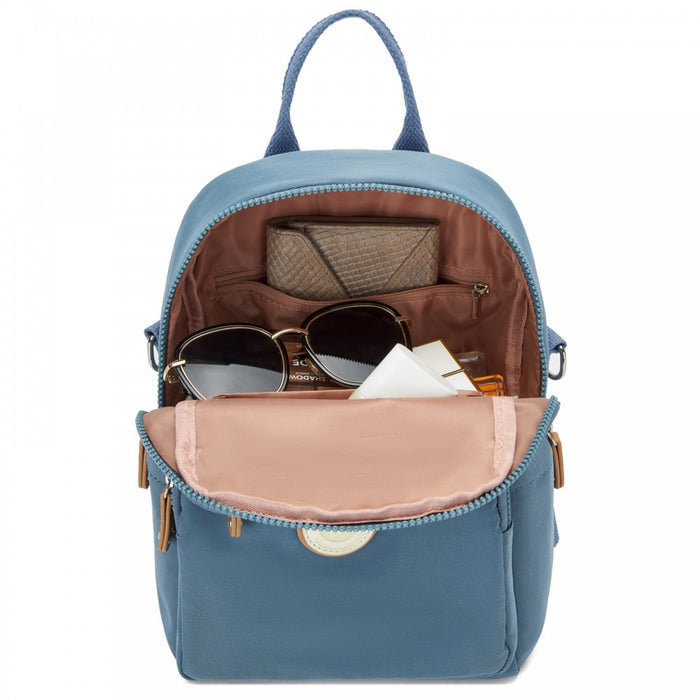 BPM2651 - Miss Lulu 3-in-1 Convertible Backpack with Removable Long Strap - Wear as Backpack, Shoulder or Crossbody Bag - Blue