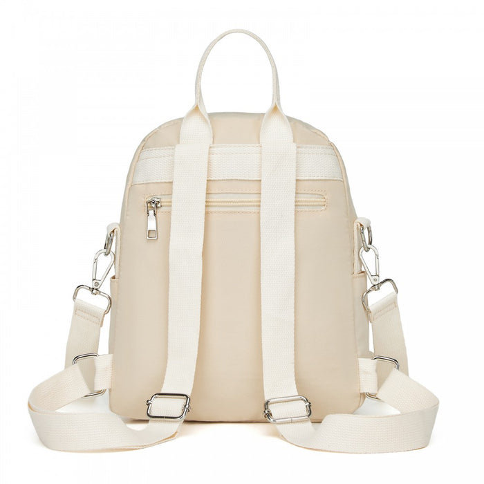 BPM2651 - Miss Lulu 3-in-1 Convertible Backpack with Removable Long Strap - Wear as Backpack, Shoulder or Crossbody Bag - Beige