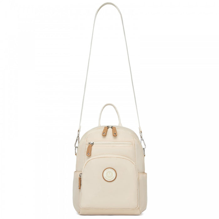 BPM2651 - Miss Lulu 3-in-1 Convertible Backpack with Removable Long Strap - Wear as Backpack, Shoulder or Crossbody Bag - Beige