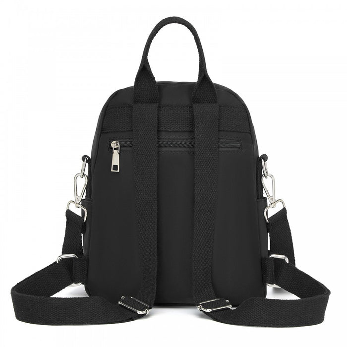 BPM2651 - Miss Lulu 3-in-1 Convertible Backpack with Removable Long Strap - Wear as Backpack, Shoulder or Crossbody Bag - Black