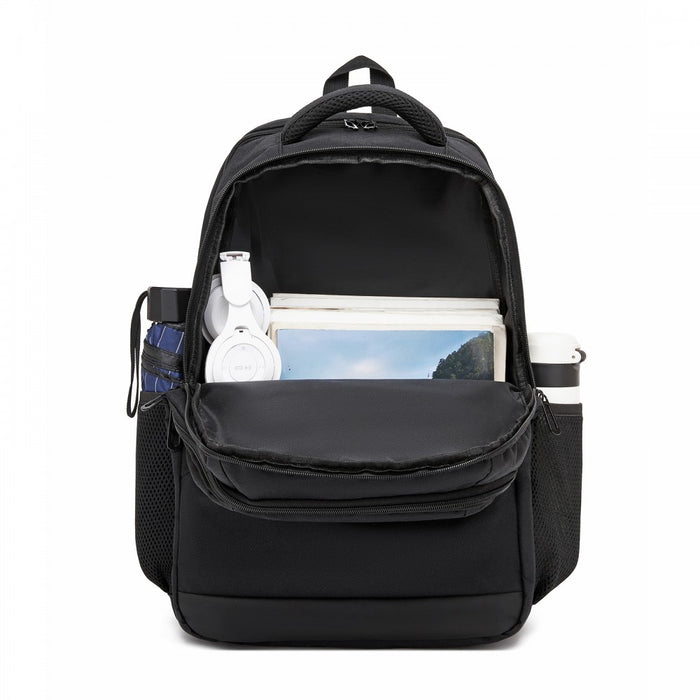 BPN2607 - Trendy Laptop Backpack,Soft Padded,Practical,Organized Storage,Lightweight 15.6" Notebook Bag for Work, School & Travel - Black